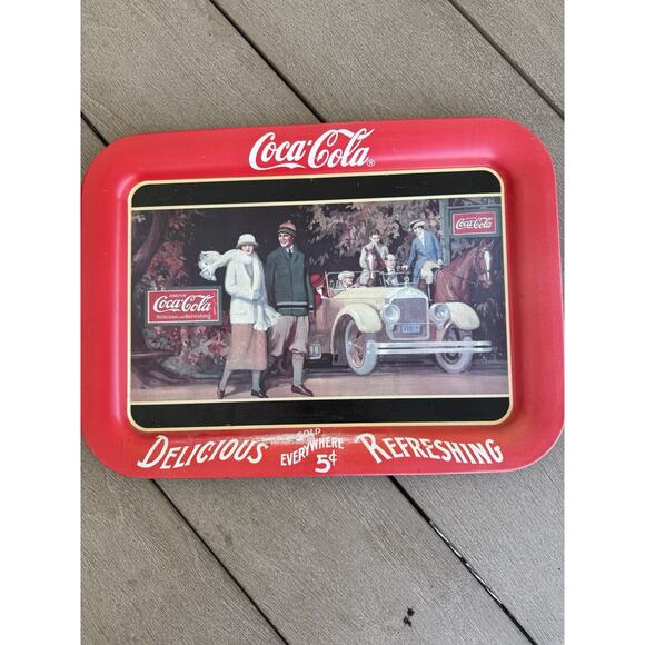 Vintage Coca Cola serving trays Lot Of 3 Metal Menu Girl Touring Car Hilda Clark - Picture 6 of 7